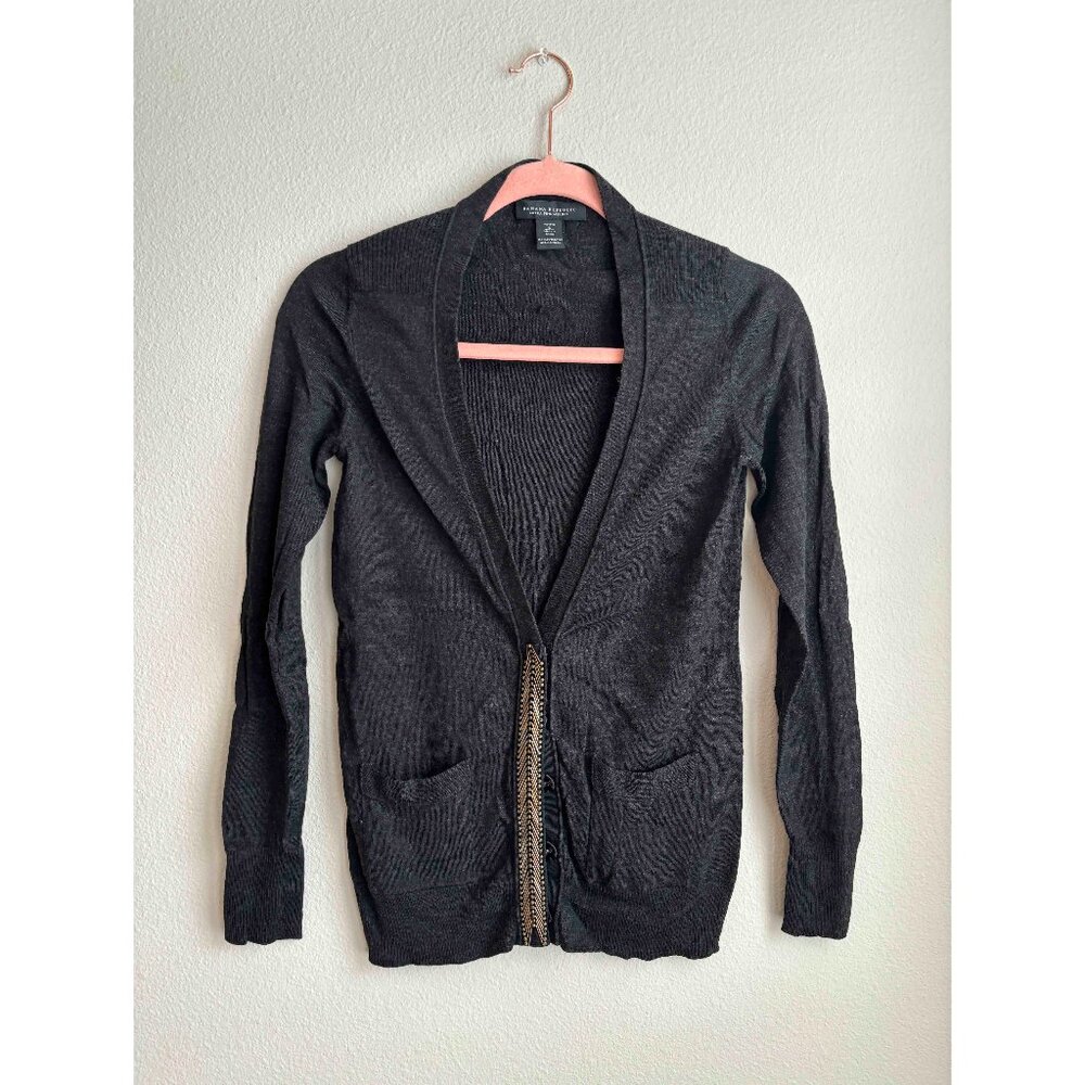 Banana Republic Charcoal Grey Cardigan extra Fine Marino Wool PS